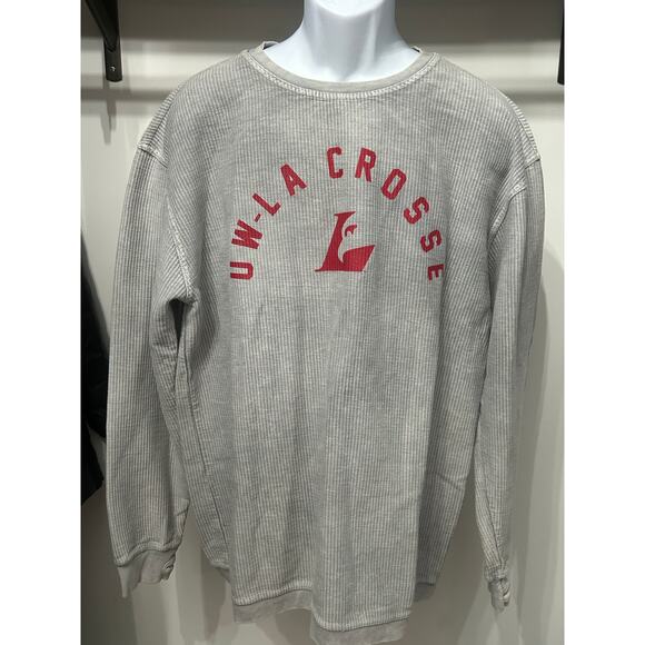 UW La Crosse Sweatshirt Heavy Waffle Knit Gray Pressbox Relaxed Fit Size XL - Picture 3 of 4